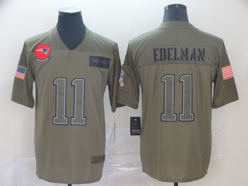 Men's New England Patriots Julian Edelman #11 Brown Jersey